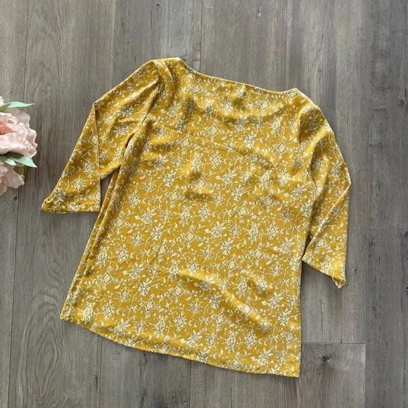 Anthropologie HD in Paris Eira Mustard Yellow Pattern Blouse - Picture 3 of 6